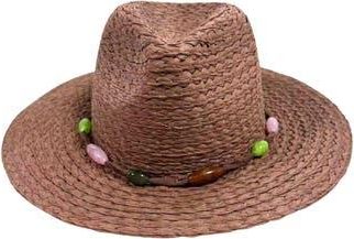 Nicole Miller Beaded Trim Panama Hat in Brown at Nordstrom Rack