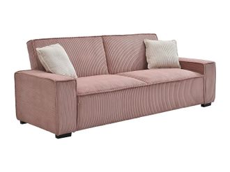 Vente-Unique Sof&aacute; cama de 3 plazas de terciopelo rosa SEKOTA