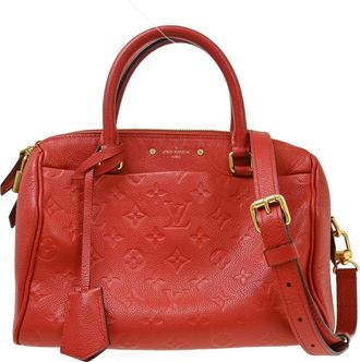 Louis Vuitton Speedy Bandouliere Nm Monogram Empreinte Leather Red Leather Handbag (Pre-Owned)
