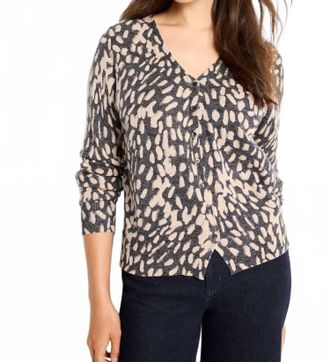 Nic+Zoe Wild Dot Buttoned Up Sweater In Neutral Multi