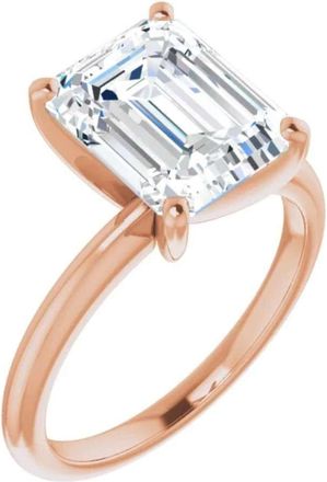 Pompeii3 5Ct Emerald Solitaire Moissanite Engagement Ring in White Yellow or Rose Gold