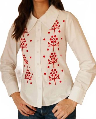 Mille Annina Long Sleeve Top In Folk Embroidery