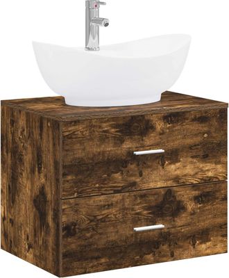 vidaXL Juego De Muebles De Ba&ntilde;o Roble Ahumado Madera De Ingenier&iacute;a Vidaxl