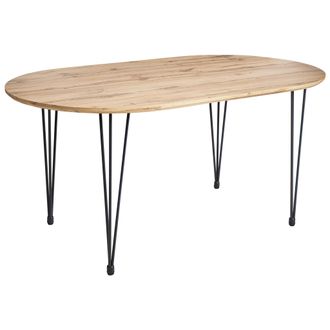 Beliani Beliani - Mesa De Comedor Ovalada Moderna Industrial Patas De Metal Marr&oacute;n Claro Cavell