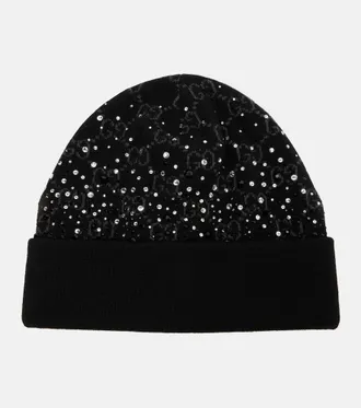 Gucci Gorro de lana con cristales GG