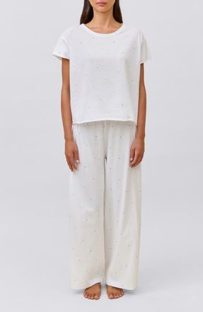 Papinelle Sleepwear Jada Organic Cotton Pajamas in White Navy Spot at Nordstrom, Size Xx-Large