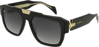 John Richmond Accessoires, Heren, Zwart, ONE Size, Vierkante zonnebril met gouden details