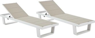 Vente-Unique Conjunto de 2 tumbonas de aluminio y textilene - Gris y blanco - NABUNA de MYLIA