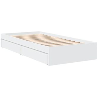 vidaXL Cama Con Cajones Madera De Ingenier&iacute;a Blanca 90x200 Cm Vidaxl
