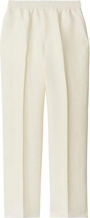 Burberry Cr&egrave;me Witte Broek met Elastische Tailleband en Taps Toelopende Pijpen - Dames - Wijde Broeken - Wit - XS - Broeken