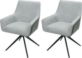 Hhg Nunca Usado] Juego De 2 Sillas De Comedor Hhg 081, Silla De Cocina Reposabrazos Giratoria Posici&oacute;n Autom&aacute;tica Tela Mvg, Gris Claro Imitaci&oacute;n Cuero Gri