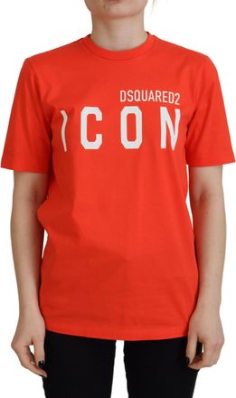 Dsquared2 Dsquared&sup2; Cotton Shiny Icon East Tee Crewneck Womens T-shirt (Pre-Owned)