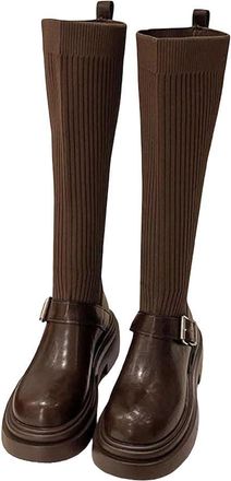 Generic Womens Lace Up Knight Boots Square Toe Chunky Heel Modern Boots