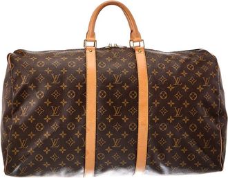 Louis Vuitton Brown Monogram Coated Canvas Keepall 55 (Authentic Pre-Loved)
