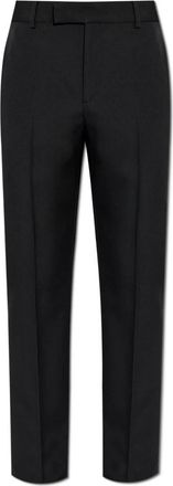 Versace Gekreukelde wollen broek - Heren - Nette broeken - Zwart - L - Wol - Broeken
