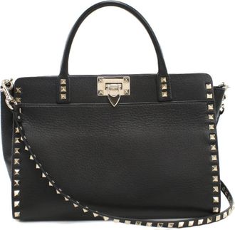 Valentino Garavani Black Leather Tote Bag (Pre-Owned)