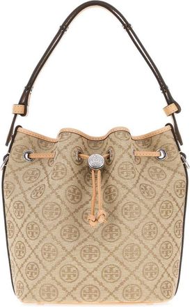 Tory Burch Beige T Monogram Bucket Bag