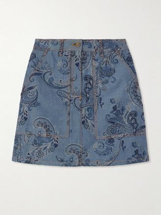 Etro Minigonna In Denim Jacquard - Blu