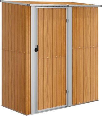 vidaXL Cobertizo Jard&iacute;n Acero Galvanizado Look Madera 180,5x97x209,5cm Vidaxl
