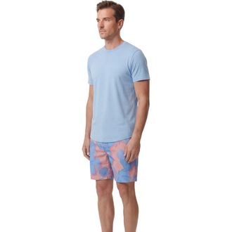 Lords of Harlech Monstera Floral Mens Flat Front Short in Monstera Floral Coral at Nordstrom, Size 35
