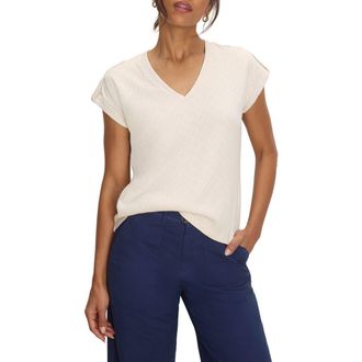 Nic+Zoe Lace Knit Cap Sleeve T-Shirt in Classic Cream at Nordstrom, Size Xx-Large