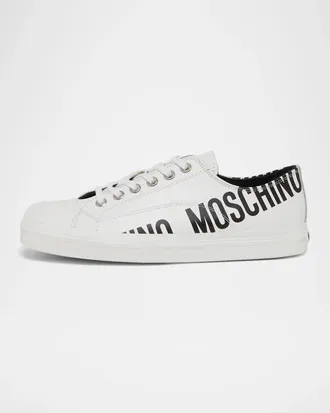 Moschino Logo Faux-Leather Low-Top Sneakers