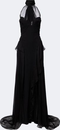 Alexander McQueen Halterneck silk georgette bustier gown
