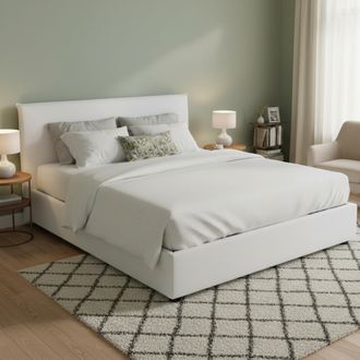 Dmora Dmora - Cama Matrimonial Dangel, Cama Contenedor Con Revestimiento De Tela, 100% Made In Italy, Apertura Frontal, Adecuado Para Colch&oacute;n Cm 160x200, Bl