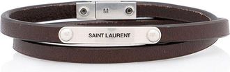 Saint Laurent Leather Id Double Wrap Bracelet (Authentic Pre-Loved)