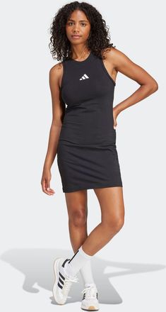 adidas Shirtkleid ADIDAS SPORTSWEAR W FI SL DRESS, Damen, Gr. XXL, N-Gr, schwarz, Obermaterial: 90% Baumwolle, 10% Elasthan, Kleider Shirtkleid