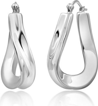 MAX + STONE Sterling Silver 34X21X4 MM Hoop Earrings