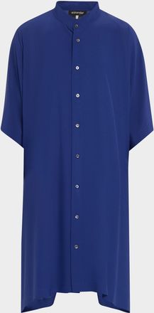 Eskandar Collarless Kaftan Shirt (Very Long Length)