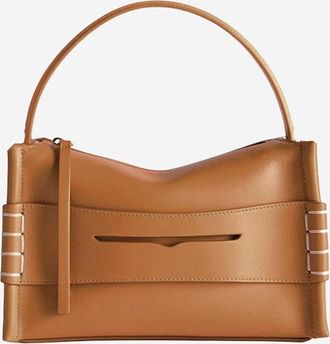 J.W.Anderson Womens Small Leather Loafer Bag With Logo Light Brown Full Grain Calf Shoulder