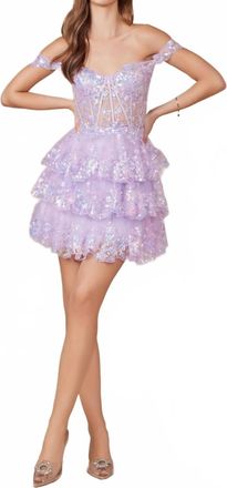Nox Anabel Rylan Off Shoulder Tiered Homecoming Dress In Lilac