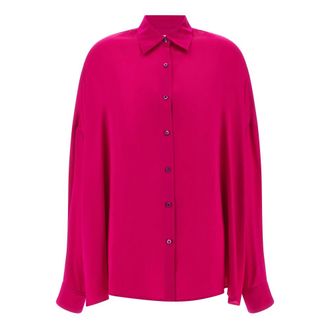 Dries Van Noten Shirts, female, Pink, Size: XS Casia Shiny Silk Shirt