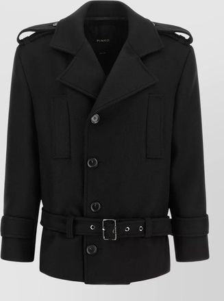Pinko wool double-breasted belted coat