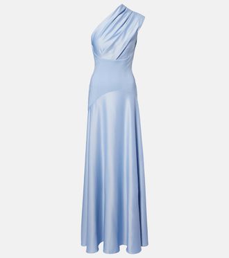 Solace London Gabriela one-shoulder crepe and satin gown