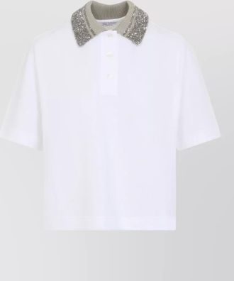 Brunello Cucinelli polo shirt short sleeves embellished collar