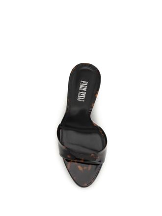 PARIS TEXAS Womens Mules Lidia Patent Leather Brown Upper: Calf Sandal