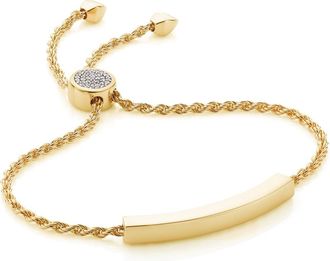 Monica Vinader Linear Diamond Toggle Chain Bracelet, Gold Vermeil on Silver