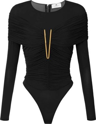 Elisabetta Franchi Top de Crep&eacute; Drapeado - Tops - Mujer - Negro - L