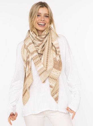 Zwillingsherz Dreieckstuch ZWILLINGSHERZ Maralda, Damen, beige, Strick, Materialmix, gemustert, mehrfarbig, Modet&uuml;cher Dreieckstuch, farbenfrohes Muster, w&auml;rmend, S