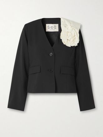 Sea New York Blazer In Cr&ecirc;pe Con Fiore - Nero