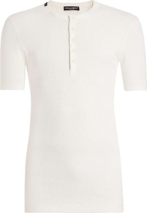 Dolce & Gabbana White Buttoned T-shirt
