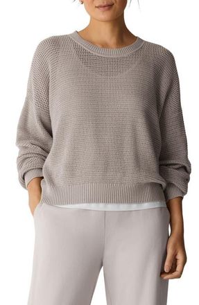 Eileen Fisher Organic Cotton & Tencel Lyocell Crewneck Sweater in Dove at Nordstrom, Size Xx-Small