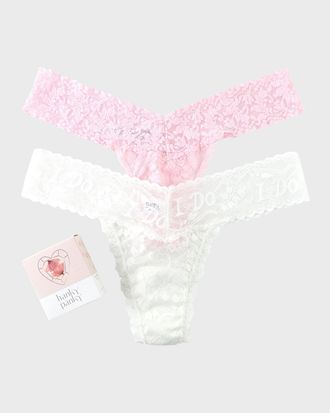 Hanky Panky I Do Low-Rise Shimmer Lace Thong Two-Pack