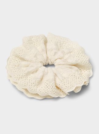 Simons Womens Crochet and lace large ruffled scrunchie