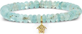 Sydney Evan 14kt Yellow Gold Small Turtle Aquamarine And Diamond Bracelet - Womens - 14kt Gold/Diamond/Aquamarine