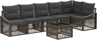 vidaXL Conjunto De Sof&aacute;s De Jard&iacute;n 7 Uds. Gris Rat&aacute;n Sint&eacute;tico Vidaxl