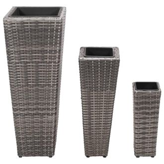Berkfield Home Garden Raised Beds 3 pcs Poly Rattan Grey